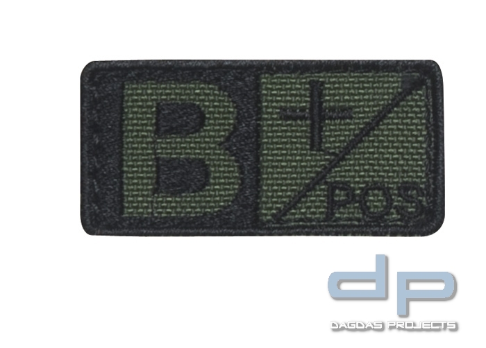 Blutgruppenpatch Oliv/Schwarz B pos + 229B+001