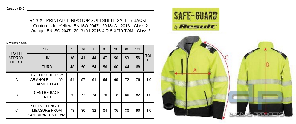 Printable Ripstop Safety Softshell Jacket mit Aufdruck ORDNUNGSAMT Größe: XL