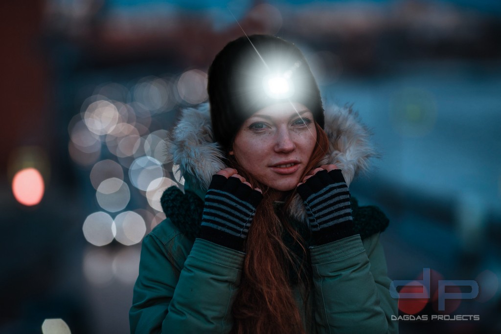 Strickmütze mit 4 LED´s in verschiedenen Farben