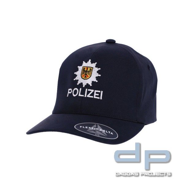 FLEXFIT DELTA CAP MIT BESTICKUNG "BUNDESPOLIZEI", SCHWARZ