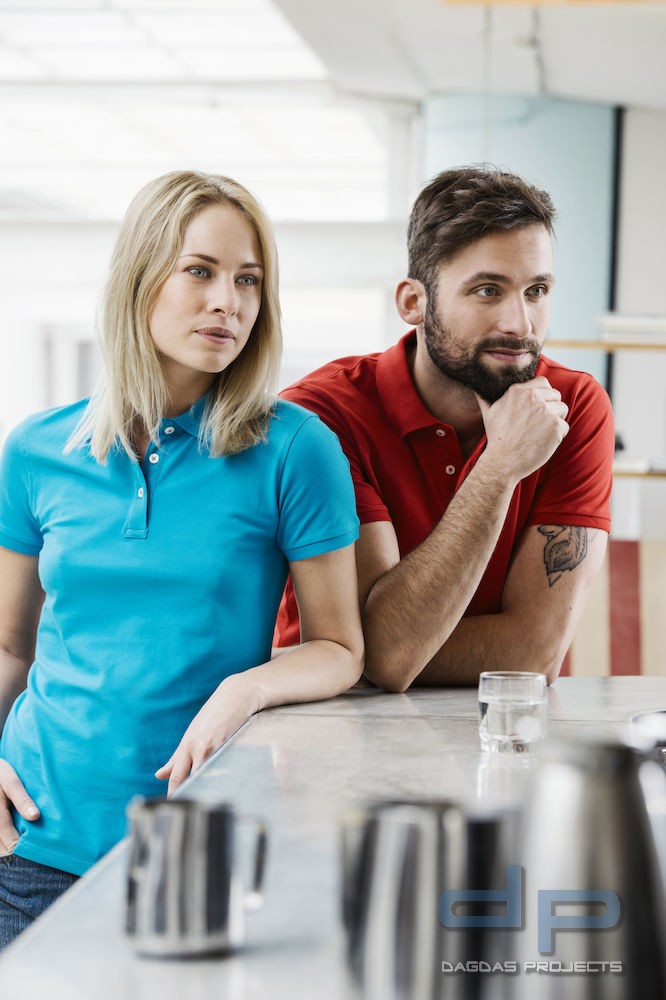 Behörden Strech Premium Polo mit Wunschtext Weiß und Dark Navy in Größe XL