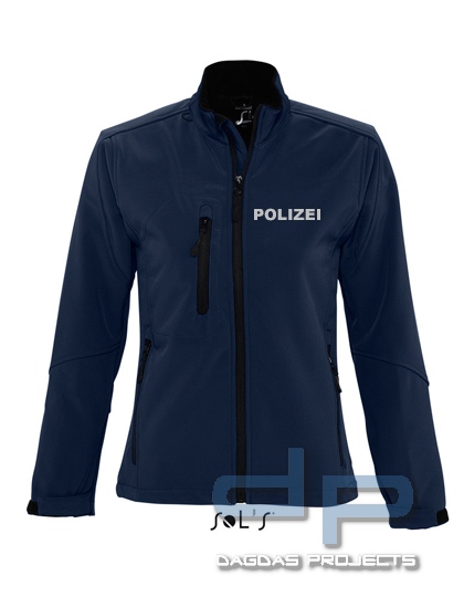 Ladies Softshell Jacket Behörde in verschiedenen Farben mit Wunschaufdruck in reflex silber
