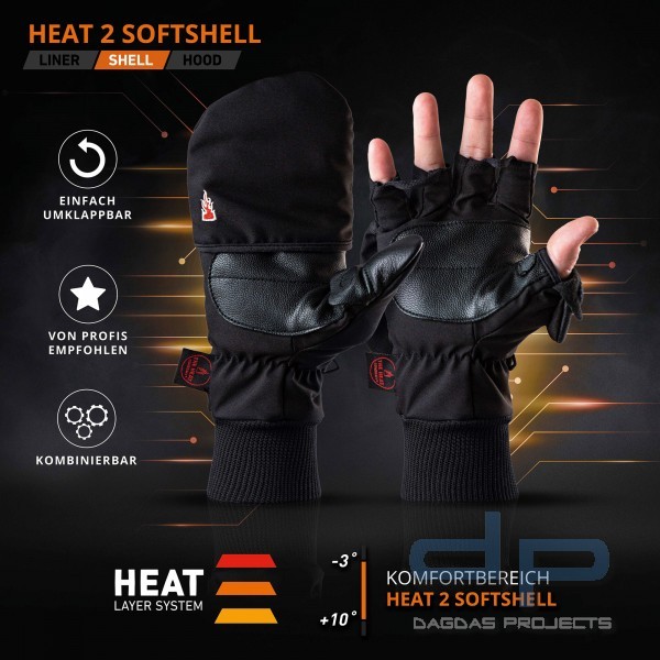 THE HEAT COMPANY HEAT 2 SOFTSHELL HANDSCHUH / FÄUSTLING IN VERSCHIEDENEN FARBEN