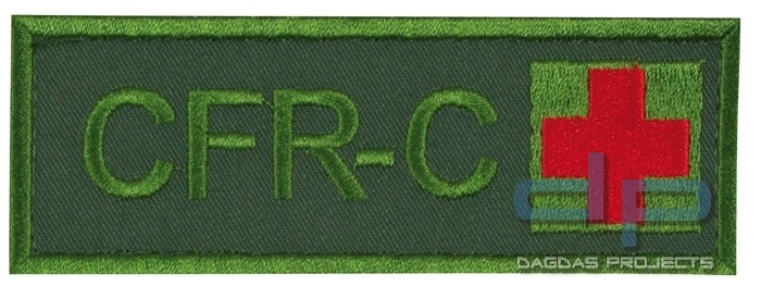 Schriftzug CFR-C mit Kreuz Oliv/Rot auf Klett