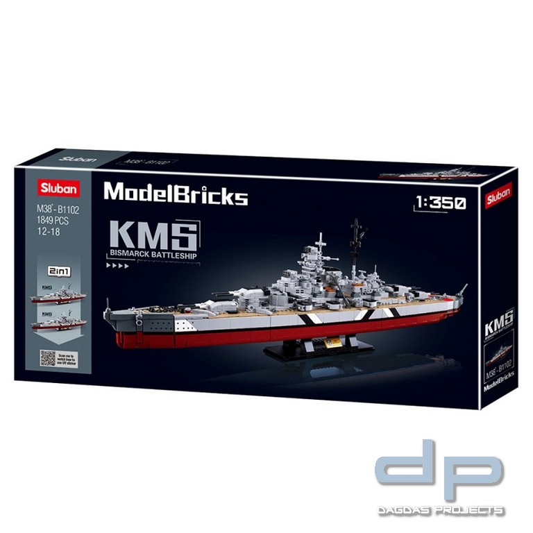 Sluban Bismarck Battleship 2 in 1 M38-B1102 #16164