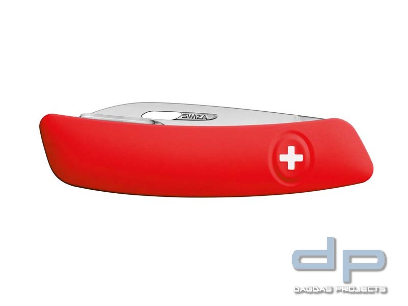 SWIZA Schweizer Messer D02,rote Anti-Rutsch-Griffschalen, 6 Funktionen, Blister