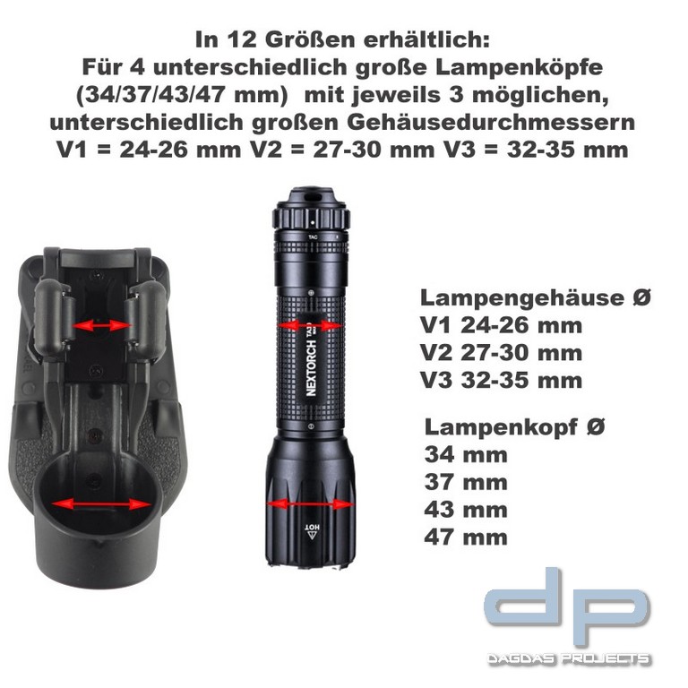 ESP® Taschenlampen Paddle - Holster LHU24, für Gürtel bis 45mm, 360° drehbar
