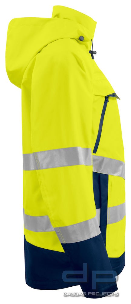 Funktionsjacke EN ISO 20471 Klasse 3 ProJob in Gelb/Navy Größe: L mit Wunschtext auf Brust und Rücke