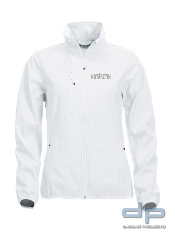 Basic Softshell Jacket Ladies mit reflektierend silbernem Wunschaufdruck in verschiedenen Farben