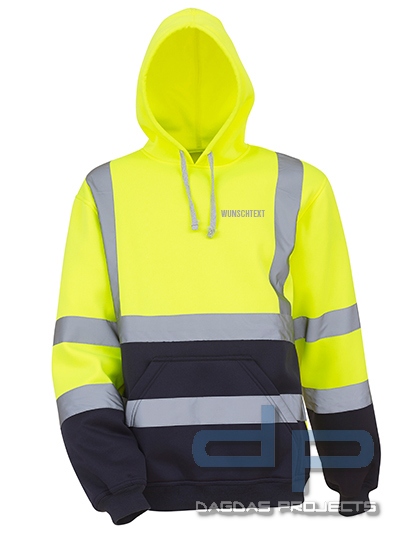 Hi Vis Pull-Over Hoodie in verschiedenen Farben mit Wunschbeschriftung in reflex silber