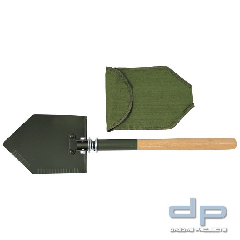 Klappspaten, Holzstiel, Deluxe, 2-teilig, mit Tasche