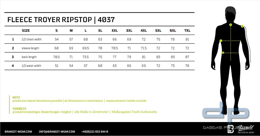 Fleece Troyer Ripstop in verschiedenen Farben