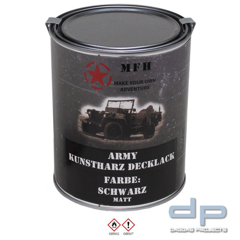 Farbdose, "Army" SCHWARZ, matt, 1 Liter