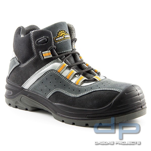 S1P SICHERHEITSHALBSCHUH  in Schwarz mit gelb/grauen Applikationen
