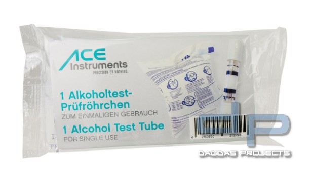 ACE Alkotest-Prüfröhrchen mit Ballon & NF-Zertifikat im DISPLAY (mit 25 einzeln verpackten Röhrchen)