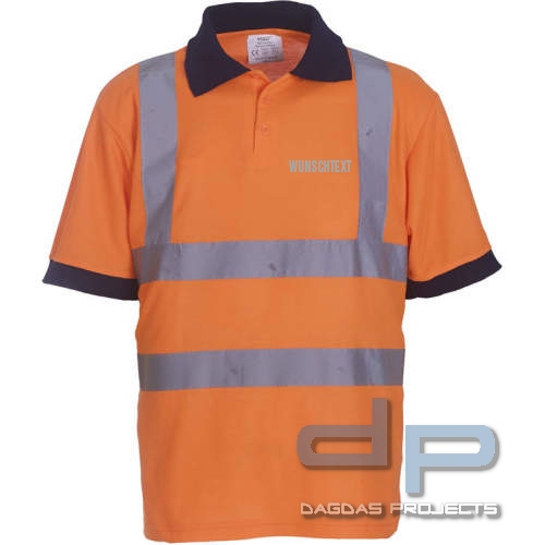 Two Band &amp; Brace Hi Vis Polo Shirt in verschiedenen Farben mit Wunschbeschriftung in reflex silb