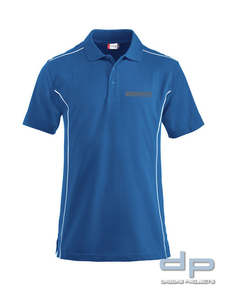 Behörden Polo Piqué Herren Hellblau mit Wunschaufdruck