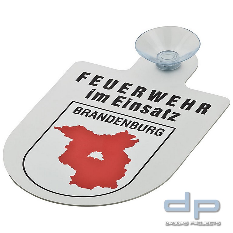 Alu Saugnapf Wappen Schild Feuerwehr im Einsatz mit Wappen Brandenburg