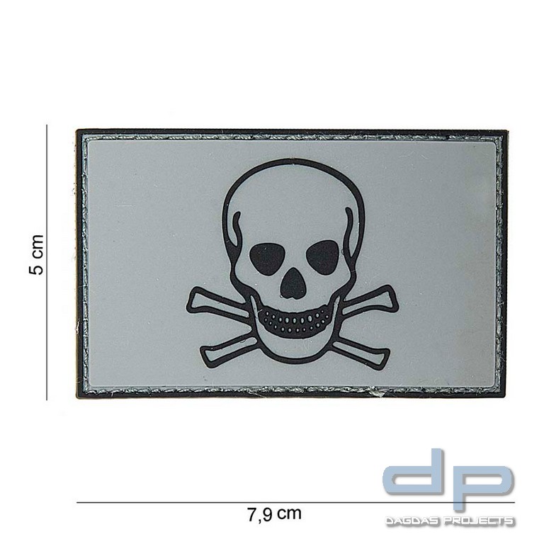 Emblem PVC Skull and Bones grau