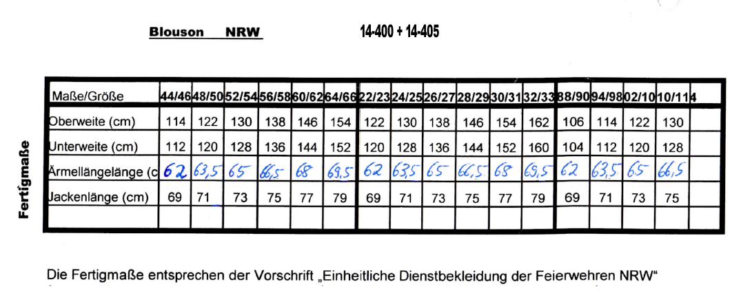 Blouson NRW Baumwolle FR Flamstop® mit Schriftzug Feuerwehr