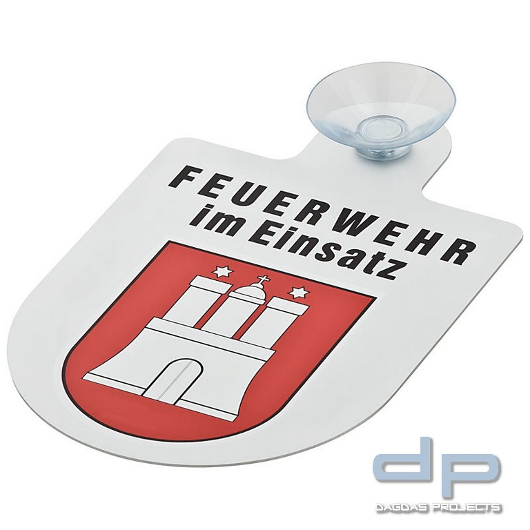 Alu Saugnapf Wappen Schild Feuerwehr im Einsatz mit Wappen Hamburg