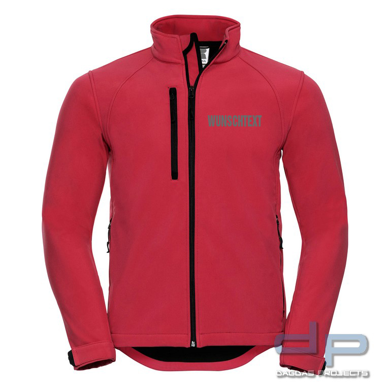 SOFT-SHELL OUTDOOR-JACKE, ROT mit Wunschaufdruck auf Brust und Rücken