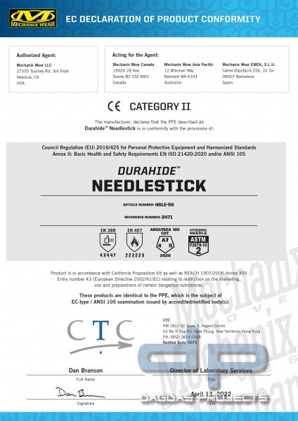 MECHANIX NEEDLESTICK LE HANDSCHUH DURAHIDE LEDER