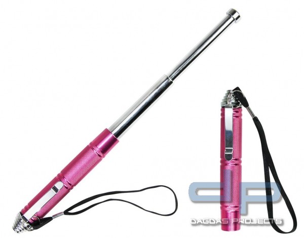 Teleskopschlagstock 13 Zoll schwarz, silber oder silber/pink