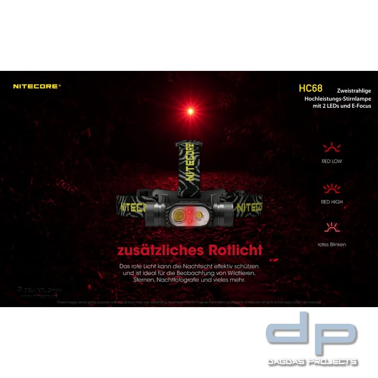 NiteCore® Kopflampe -HC68- E-Focus, inkl. Akku