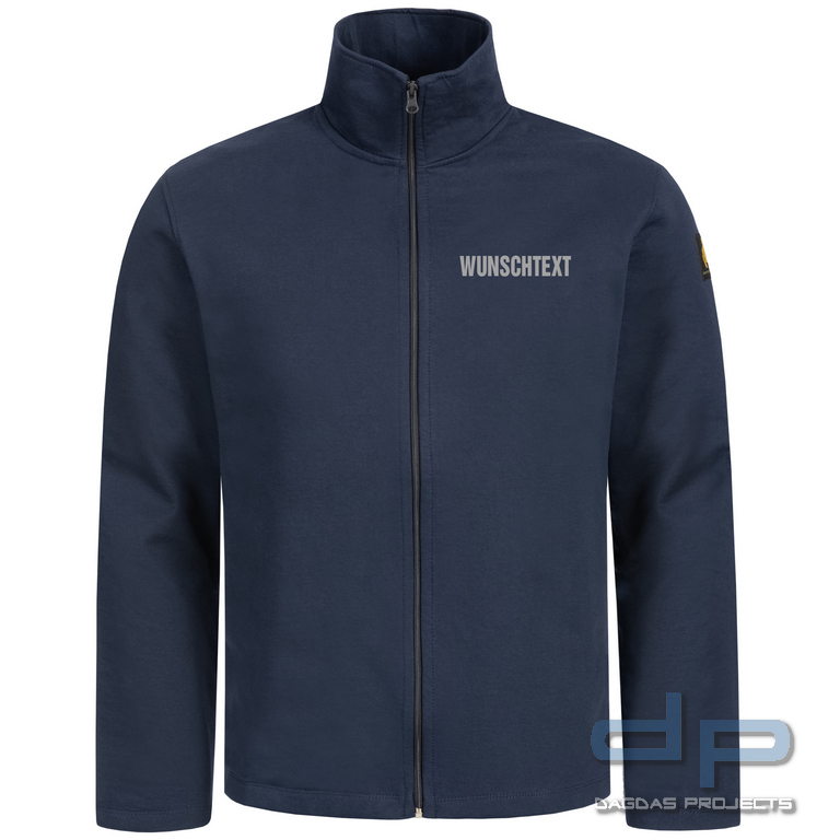 Schnittschutz-Jacke Hamburg Navy-Blue mit Wunschaufdruck in reflex silber