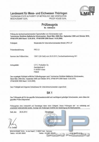 C.P.E. BALLISTISCHE UNTERZIEHSCHUTZWESTE PRO LIGHT SK1 MIT VORGEFORMTEN CUPS FÜR DAMEN