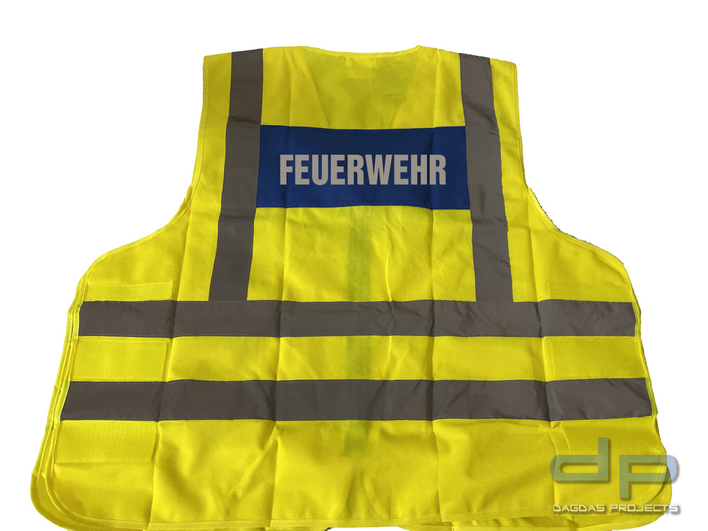 Signalweste gelb/blau, mit Aufdruck nach Wunsch in reflex silber