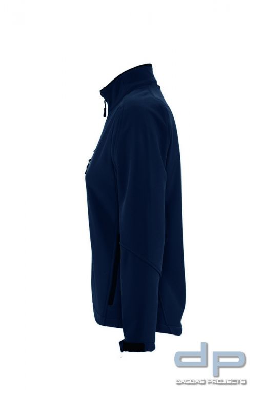 Ladies Softshell Jacket Behörde in verschiedenen Farben mit Wunschaufdruck in reflex silber