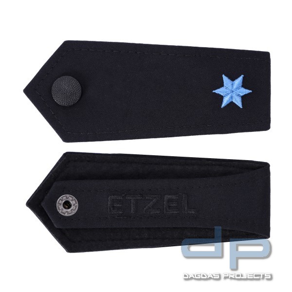 ETZEL Schulterklappen Paar mit Druckknopf 1 Stern Blau Polizeimeister-Anwärter/in