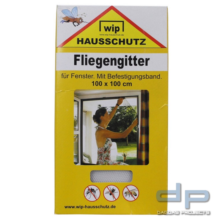 Fliegengitter, "Wip", weiß, Befestigungsband, 100 x 100 cm