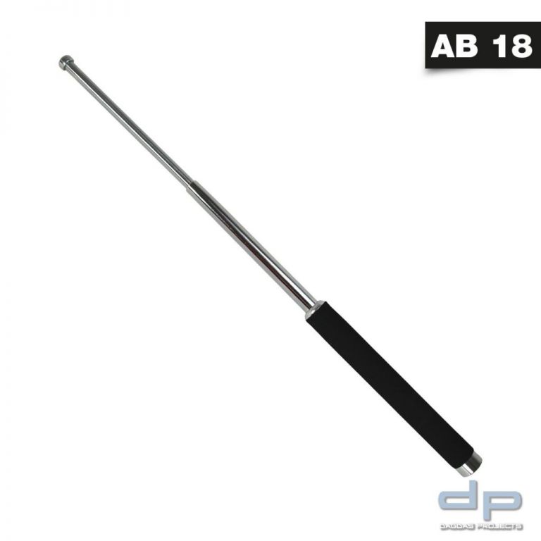 Teleskopschlagstock 16 Zoll + Holster (Moosgummigriff, Silber)