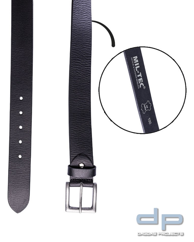 HOSENGÜRTEL NAPPA-LEDER MIL-TEC® SCHWARZ Länge: 110