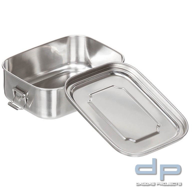 Lunchbox, Edelstahl, ca. 18 x 14 x 6,5 cm