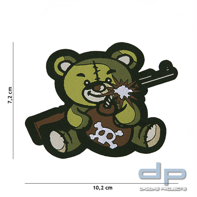 Emblem Stoff fein gewebt Terror Teddy grün