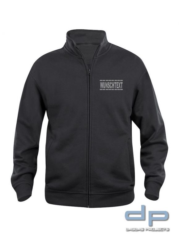 Sweat Jacke Behörde mit Wunschaufdruck gestrichelte Linien in verschiedenen Farben