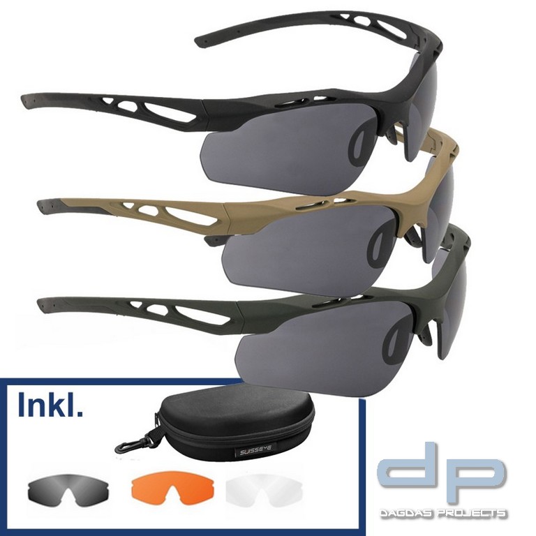 SWISS EYE® Takt. Schutz-/Schiessbrille Attac in verschiedenen Farben inkl. Wechselscheiben und Etui