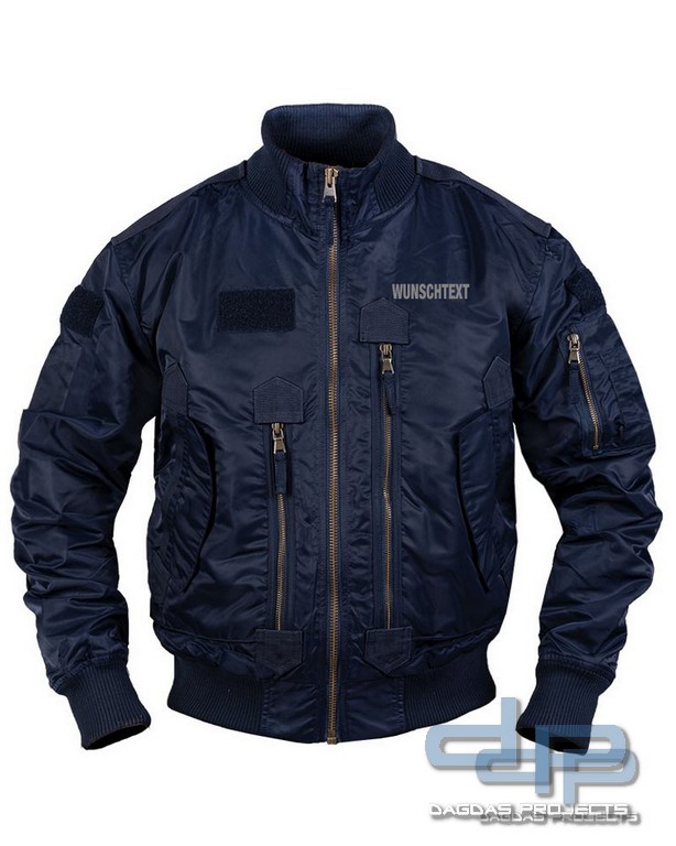 Bomberjacke mit Aufdruck nach Wunsch in reflex silber