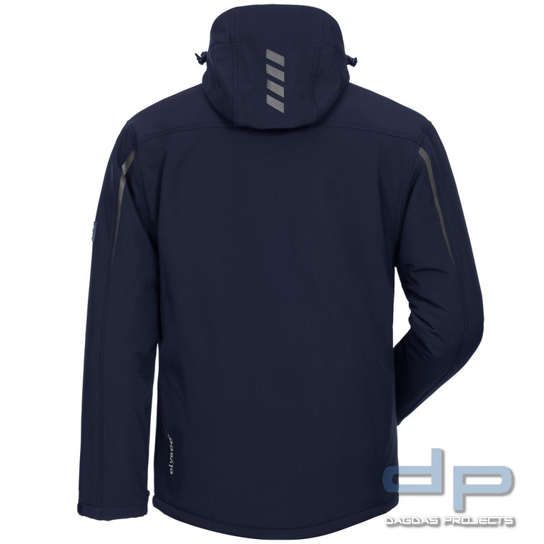 Behörden Winter-Softshell Jacke in Dunkelblau mit Aufdruck nach Wunsch in reflex silber