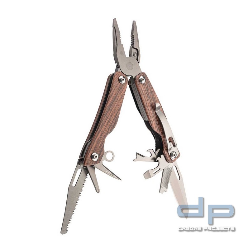 Multitool mit Edelstahl Taschenclip und ein Nylonetui mit Gürtelschlaufe