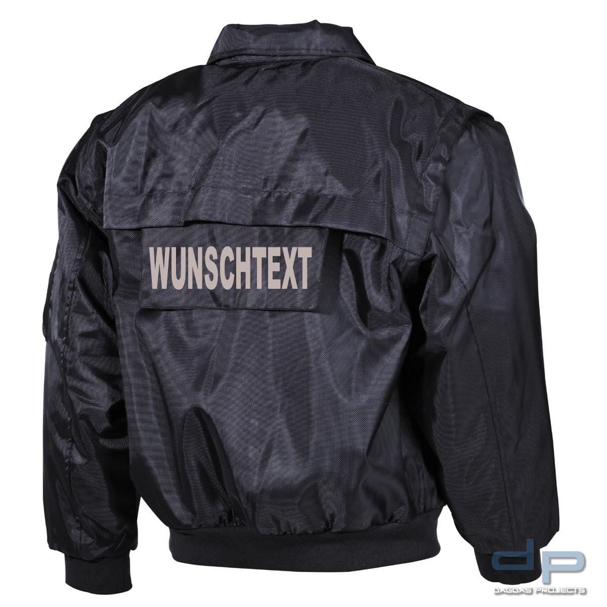 Blouson, "Security", blau mit Wunschaufdruck in reflex silber