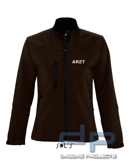 Ladies Softshell Jacket Behörde in verschiedenen Farben mit Wunschaufdruck in reflex silber