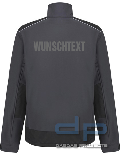 Behörden Softshell Jacke in verschiedenen Farben mit Wunschbeschriftung in reflex silber