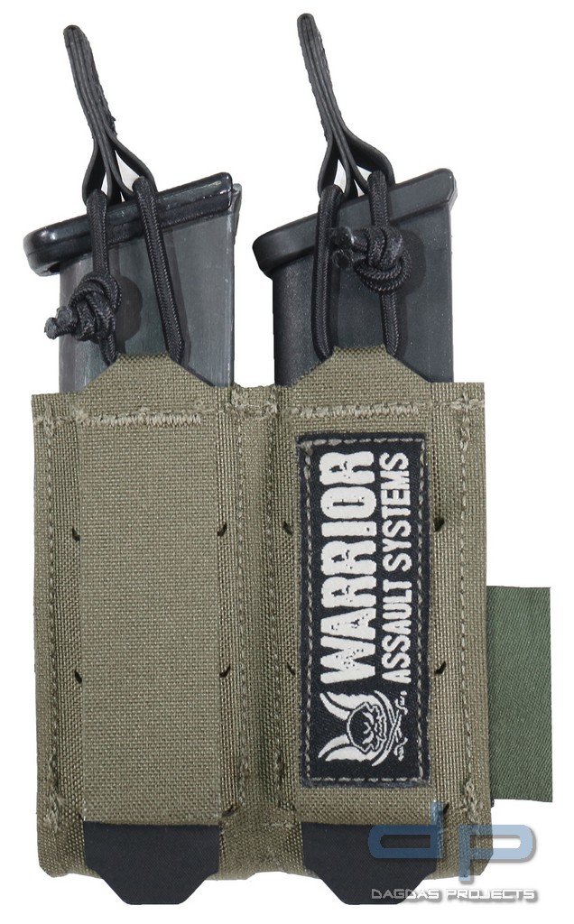 WAS Laser Cut Double Bungee Pistol Mag Pouch Ranger Green