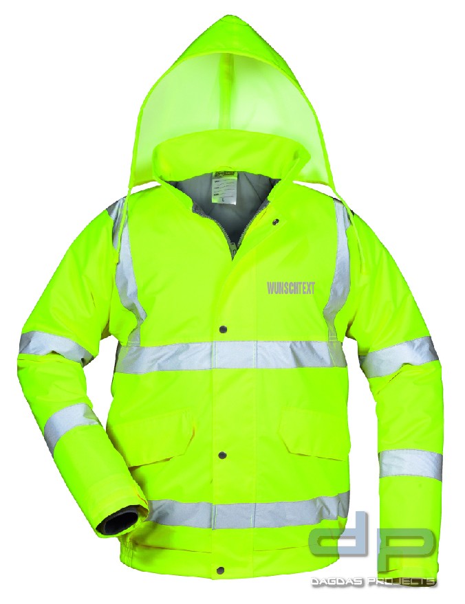 MARTIN WARNSCHUTZ PILOTJACKE GELB  mit Aufdruck nach Wunsch in reflex silber