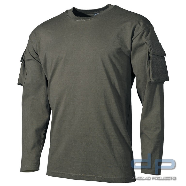US Shirt, langarm, oliv, mit Ärmeltaschen